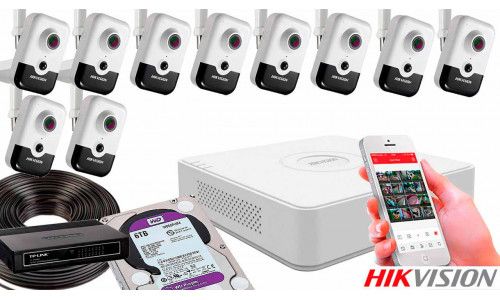 Комплект видеонаблюдения на 10 камер для помещения со звуком 4mp IP